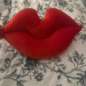 Red Lip-Shaped Decorative Pillow